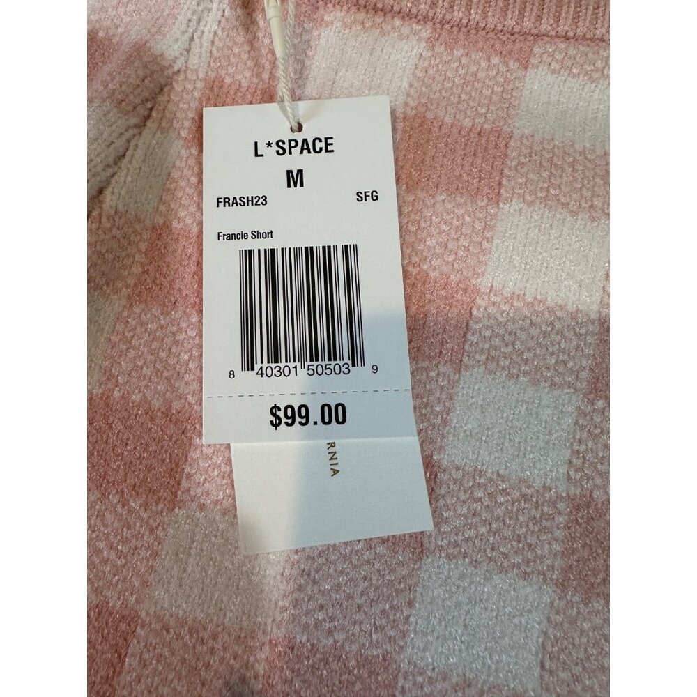 L*Space Size M Francie Short Pink White Gingham Knit Ribbed High Rise NEW NWT - Picture 8 of 13